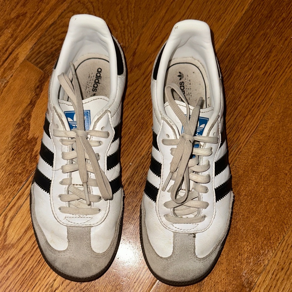 Adidas girls  White and Black Striped Sneakers